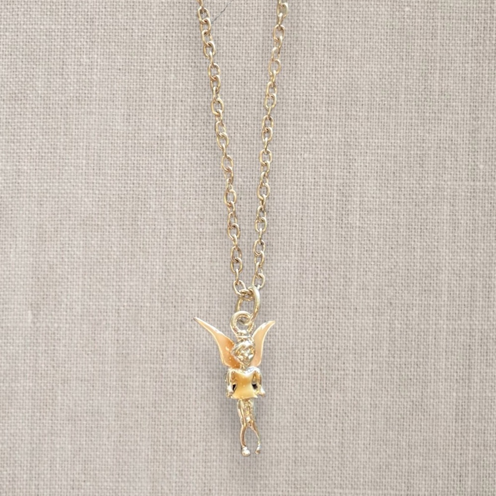 Handmade Silver Disney Tinkerbell Charm Adjustable Necklace